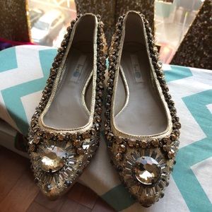 Boden Gold Jewel Flats